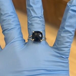 Large fauceted Black Onyx Sterling Silver Ring Size 7.5